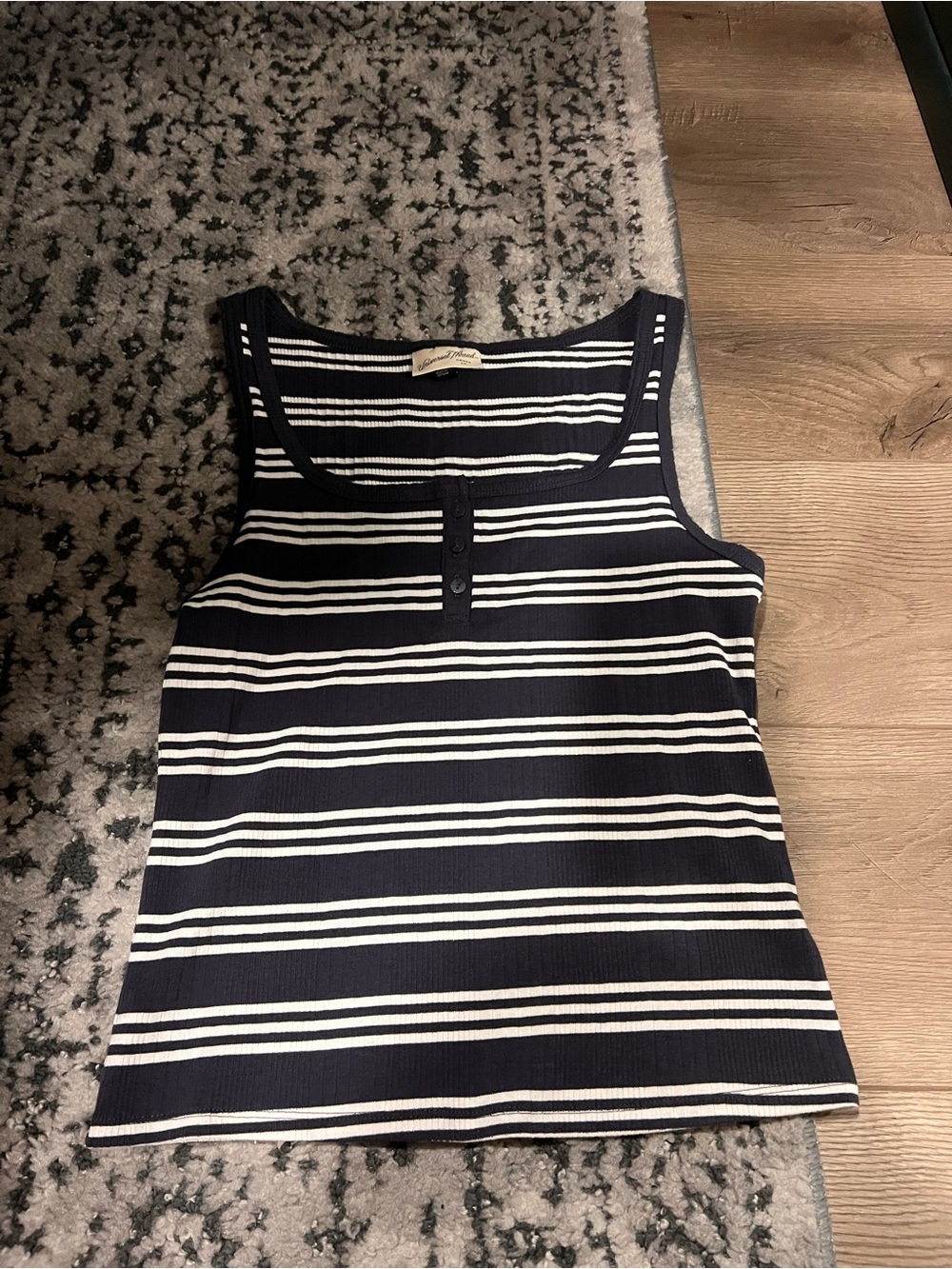 Universal Thread Navy & White Striped Ribbed Tank